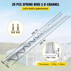 6.56 Ft. Lock Channel 20-Packs PE Coated Spring Wire&Aluminum Alloy Channel With Screws For Greenhouse -Vevor aluminum vevor plant tree covers ymckctzlhj2202vq5v0 c3 1000