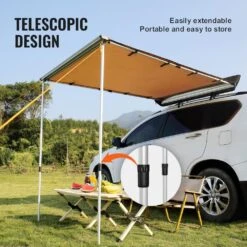 Car Side Awning Large 4.6 Ft. X 6.6 Ft. Shade Coverage Vehicle Awning PU 3000 Mm UV 50+ Retractable Car Awning -Vevor beige vevor shade cloths qccpsss46x66qepmpv0 1f 1000