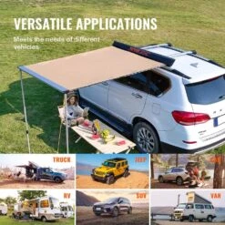 Car Side Awning Large 4.6 Ft. X 6.6 Ft. Shade Coverage Vehicle Awning PU 3000 Mm UV 50+ Retractable Car Awning -Vevor beige vevor shade cloths qccpsss46x66qepmpv0 fa 1000