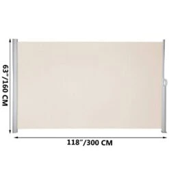 118 In. W X 63 In. H Retractable Side Awning Patio Screen Privacy Screen For Outdoor, Beige -Vevor beige vevor shade cloths zypf160x300cmm001v0 76 1000