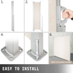 118 In. W X 63 In. H Retractable Side Awning Patio Screen Privacy Screen For Outdoor, Beige -Vevor beige vevor shade cloths zypf160x300cmm001v0 fa 1000