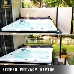 63 In. X 236 In. Retractable Rust-Proof Patio Sunshine Screen Privacy Divider For Courtyard, Beige -Vevor beige vevor shade cloths zypf160x600cmm001v0 4f 1000