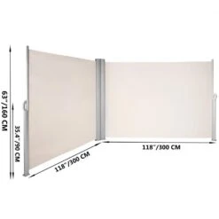 63 In. X 236 In. Retractable Rust-Proof Patio Sunshine Screen Privacy Divider For Courtyard, Beige -Vevor beige vevor shade cloths zypf160x600cmm001v0 76 1000