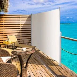 118 In. X 71 In. Retractable Side Awning Waterproof Patio Screen Room Divider Beige For Privacy -Vevor beige vevor shade cloths zypf180x300cmm001v0 31 1000