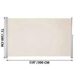 118 In. X 71 In. Retractable Side Awning Waterproof Patio Screen Room Divider Beige For Privacy -Vevor beige vevor shade cloths zypf180x300cmm001v0 76 1000