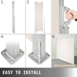 118 In. X 71 In. Retractable Side Awning Waterproof Patio Screen Room Divider Beige For Privacy -Vevor beige vevor shade cloths zypf180x300cmm001v0 fa 1000