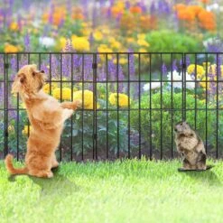 17 In. H X 13 In. L Garden Fence No Dig Fence Animal Barrier Fence With 1.5 In. Spike Spacing Be Made Of Carbon Steel -Vevor black garden fencing jswl1713inchisxz8v0 31 1000