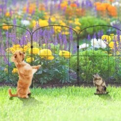 24 In. H X 13 In. L Garden Fence No Dig Fenc Animal Barrier Fence With 2 In. Spike Spacing Steel (28-Pack) -Vevor black garden fencing jswl2413inchnokrcv0 31 1000