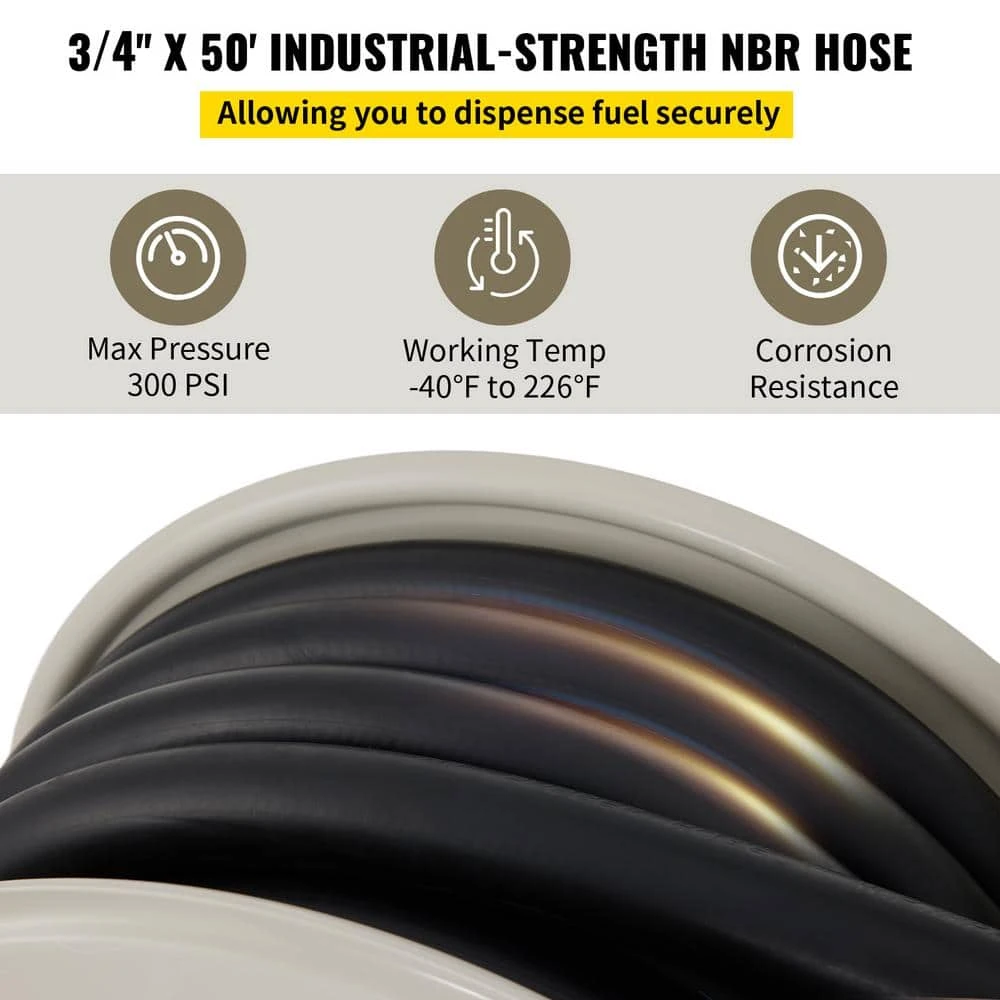 Fuel Hose Reel 3/4 In. X 50 Ft. Extra Long Retractable Diesel Hose Reel With Automatic Refueling Gun For Ship, Vehicle 7 Fuel Hose Reel 3/4 In. X 50 Ft. Extra Long Retractable Diesel Hose Reel With Automatic Refueling Gun For Ship, Vehicle - Image 5