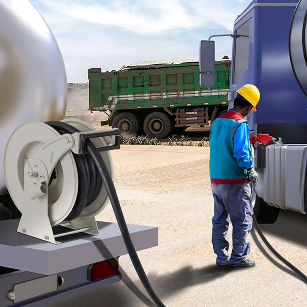 Fuel Hose Reel 3/4 In. X 50 Ft. Extra Long Retractable Diesel Hose Reel With Automatic Refueling Gun For Ship, Vehicle 11 Fuel Hose Reel 3/4 In. X 50 Ft. Extra Long Retractable Diesel Hose Reel With Automatic Refueling Gun For Ship, Vehicle - Image 9