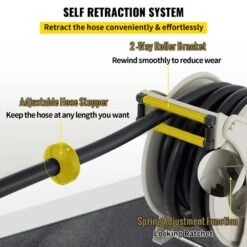 Fuel Hose Reel 3/4 In. X 50 Ft. Extra Long Retractable Diesel Hose Reel With Automatic Refueling Gun For Ship, Vehicle 14 Fuel Hose Reel 3/4 In. X 50 Ft. Extra Long Retractable Diesel Hose Reel With Automatic Refueling Gun For Ship, Vehicle -Vevor black hose reels cyr50ft34inchd7nev0 4f 1000