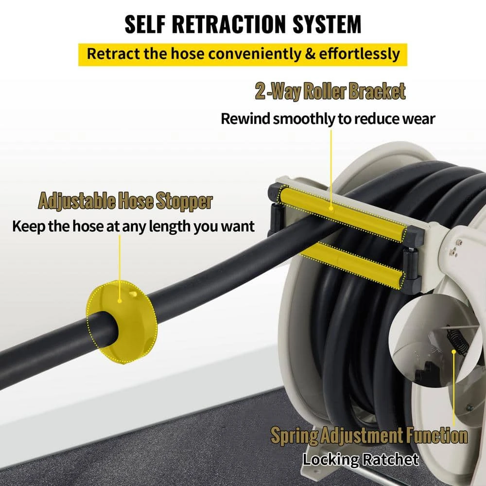 Fuel Hose Reel 3/4 In. X 50 Ft. Extra Long Retractable Diesel Hose Reel With Automatic Refueling Gun For Ship, Vehicle 6 Fuel Hose Reel 3/4 In. X 50 Ft. Extra Long Retractable Diesel Hose Reel With Automatic Refueling Gun For Ship, Vehicle - Image 4