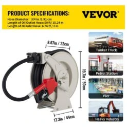 Fuel Hose Reel 3/4 In. X 50 Ft. Extra Long Retractable Diesel Hose Reel With Automatic Refueling Gun For Ship, Vehicle 18 Fuel Hose Reel 3/4 In. X 50 Ft. Extra Long Retractable Diesel Hose Reel With Automatic Refueling Gun For Ship, Vehicle -Vevor black hose reels cyr50ft34inchd7nev0 76 1000