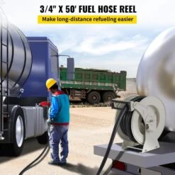 Fuel Hose Reel 3/4 In. X 50 Ft. Extra Long Retractable Diesel Hose Reel With Automatic Refueling Gun For Ship, Vehicle 13 Fuel Hose Reel 3/4 In. X 50 Ft. Extra Long Retractable Diesel Hose Reel With Automatic Refueling Gun For Ship, Vehicle -Vevor black hose reels cyr50ft34inchd7nev0 c3 1000