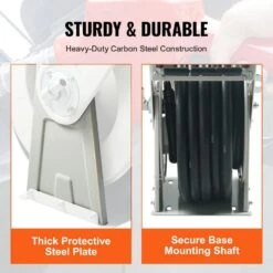 Fuel Hose Reel 1 In. X 50 Ft. L Retractable Diesel Hose Reel Heavy-duty Steel Construction For Aircraft, Ship -Vevor black hose reels cyrg50ft1inch2tmjv0 fa 1000