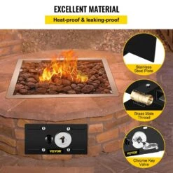 Fire Pit Gas Burner Spark Ignition Kit 300K BTU Fire Pit Ignition System With 1/2 In. Key Valve Fire Pit Igniter, Black -Vevor black vevor accessories rqtz64d76p7niav9cv0 1f 1000