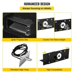 Fire Pit Gas Burner Spark Ignition Kit 300K BTU Fire Pit Ignition System With 1/2 In. Key Valve Fire Pit Igniter, Black -Vevor black vevor accessories rqtz64d76p7niav9cv0 44 1000