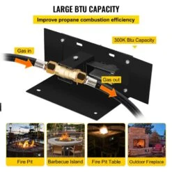 Fire Pit Gas Burner Spark Ignition Kit 300K BTU Fire Pit Ignition System With 1/2 In. Key Valve Fire Pit Igniter, Black -Vevor black vevor accessories rqtz64d76p7niav9cv0 4f 1000