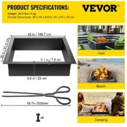 Fire Pit Ring 42 In. Outer 36 In. Inner Diameter Fire Pit 1.5 Mm Thickness Fire Pit Insert DIY Fire Ring -Vevor black vevor accessories tgfxhkhc362mymodfv0 76 1000