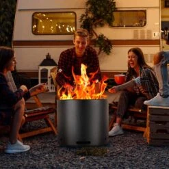 Smokeless Fire Pit Stove Bonfire 19.3 In. Dia Wood Burning Stainless Steel SUS430 Stainless Steel Inner Portable -Vevor black vevor accessories wyrmhkyxpgy1muq11v0 31 1000