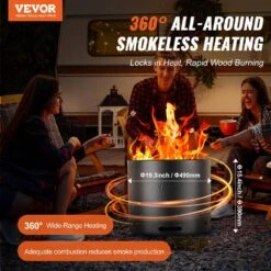 Smokeless Fire Pit Stove Bonfire 19.3 In. Dia Wood Burning Stainless Steel SUS430 Stainless Steel Inner Portable -Vevor black vevor accessories wyrmhkyxpgy1muq11v0 c3 1000