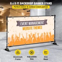 Backdrop Banner Stand 96 In. H X 96 In. D Adjustable Display Backdrop Banner Stand Protable For Photography, Party -Vevor black vevor arbors dm abszsj00000001v0 c3 1000
