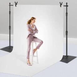 Backdrop Banner Stand 120 In. H X 120 In. D Adjustable Display Backdrop Banner Stand Protable For Photography, Party -Vevor black vevor arbors ssbjzsjl10fta18erv0 31 1000
