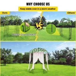 Birdcage Shape Gazebo 96 In. H X 62.4 In. W Heavy Duty Wrought Iron Arbor For Climbing Vines Wedding Arch Trellis,Black -Vevor black vevor arbors tyhygmychsnl81ty6v0 1f 1000