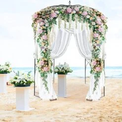 Birdcage Shape Gazebo 96 In. H X 62.4 In. W Heavy Duty Wrought Iron Arbor For Climbing Vines Wedding Arch Trellis,Black -Vevor black vevor arbors tyhygmychsnl81ty6v0 31 1000