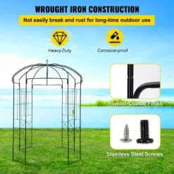 Birdcage Shape Gazebo 96 In. H X 62.4 In. W Heavy Duty Wrought Iron Arbor For Climbing Vines Wedding Arch Trellis,Black -Vevor black vevor arbors tyhygmychsnl81ty6v0 4f 1000