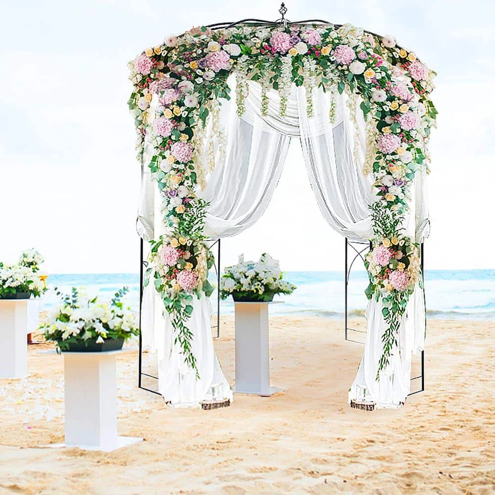 108 In. H X 79.2 In. W Wedding Arch Trellis For Climbing Vine Heavy Duty Wrought Iron Arbor 10 108 In. H X 79.2 In. W Wedding Arch Trellis For Climbing Vine Heavy Duty Wrought Iron Arbor - Image 8