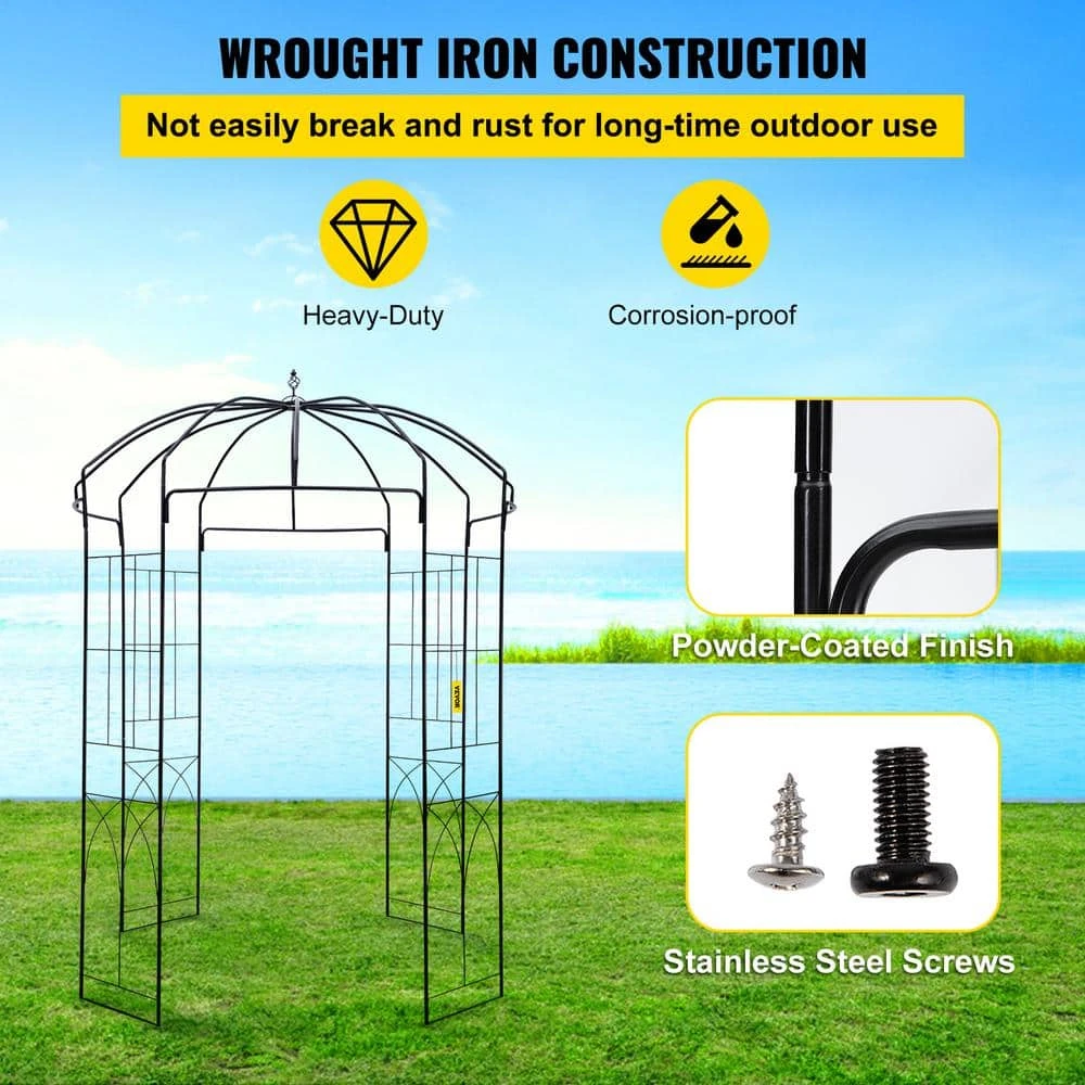 108 In. H X 79.2 In. W Wedding Arch Trellis For Climbing Vine Heavy Duty Wrought Iron Arbor 5 108 In. H X 79.2 In. W Wedding Arch Trellis For Climbing Vine Heavy Duty Wrought Iron Arbor - Image 3