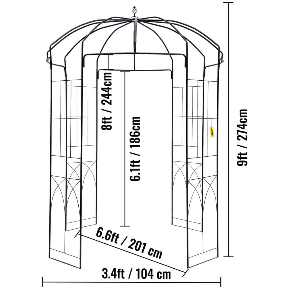 108 In. H X 79.2 In. W Wedding Arch Trellis For Climbing Vine Heavy Duty Wrought Iron Arbor 9 108 In. H X 79.2 In. W Wedding Arch Trellis For Climbing Vine Heavy Duty Wrought Iron Arbor - Image 7