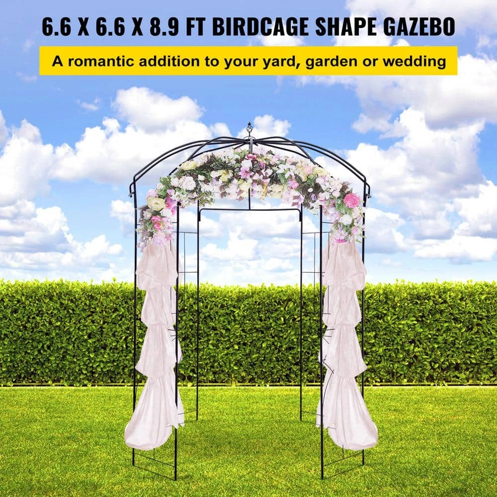 108 In. H X 79.2 In. W Wedding Arch Trellis For Climbing Vine Heavy Duty Wrought Iron Arbor 4 108 In. H X 79.2 In. W Wedding Arch Trellis For Climbing Vine Heavy Duty Wrought Iron Arbor - Image 2