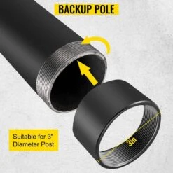 21 In. H X 3 In. Dia Sail Pole Extension Powder Coated Heavy-Duty Steel Sun Shade Extension Pole For Deck In Black -Vevor black vevor canopy parts zypzcgkzg 21 1001v0 fa 1000