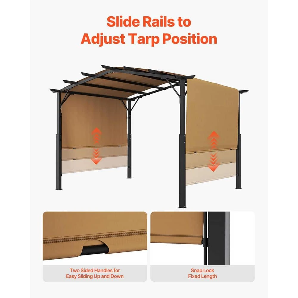 12 Ft. X 10 Ft. Outdoor Pergola, Arched Top Metal Pergola, Retractable Pergola With Sun Shade Canopy 8 12 Ft. X 10 Ft. Outdoor Pergola, Arched Top Metal Pergola, Retractable Pergola With Sun Shade Canopy - Image 6