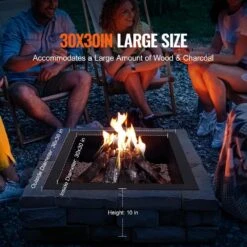 Fire Pit Ring Square 36 In. X 36 In. Outer Steel Liner DIY Campfire Ring Firepit For Outdoor Camping, Bonfires -Vevor black vevor fire pit covers and accessories fxhh30inch15xenibv0 4f 1000
