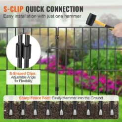 Garden Fence No Dig Fence 17 In. H X 13 In. L Animal Barrier Fence With 1.5 In. Spike Spacing For Yard Patio, (28 Pack) -Vevor black vevor garden fencing jswl1713inch25y8xv0 44 1000