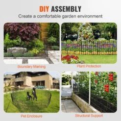 Garden Fence No Dig Fence 17 In. H X 13 In. L Animal Barrier Fence With 1.5 In. Spike Spacing For Yard Patio, (19 Pack) -Vevor black vevor garden fencing jswl1713inchg1wsfv0 fa 1000