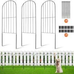 Garden Fence No Dig Fence 24 In. H X 13 In. L Animal Barrier Fence Garden Fencing With 2 In. Spike Spacing, (10-Pack)