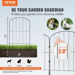 Garden Fence No Dig Fence 24 In. H X 13 In. L Animal Barrier Fence Garden Fencing With 2 In. Spike Spacing, (10-Pack) -Vevor black vevor garden fencing jswl2413incho06vpv0 c3 1000