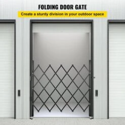 Folding Security Gate 51.57 In. H X 66 In. W Black SteelGarden Fence Panel Folding Door Gate With 360° Rolling Casters -Vevor black vevor garden fencing ssfdmdm1 66x1 22mv0 c3 1000