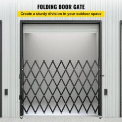 Single Folding Security Gate 51.57 In. H X 74 In. W Steel Accordion Fold Door Gate With Padlock Garden Fence -Vevor black vevor garden fencing ssfdmdm1 8x1 22m1v0 c3 1000