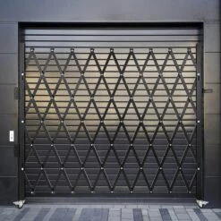 Single Fold Security Gate 7 Ft. H X 7 Ft. W Steel Accordion Security Gate With Padlock 360° Rolling Gate -Vevor black vevor garden fencing ssfdmdm2x2m000001v0 31 1000