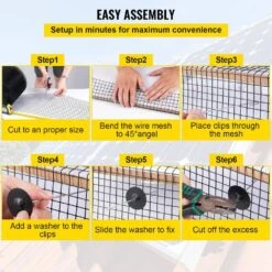 Solar Panel Bird Wire 6 In. X 98 Ft. Critter Guard Roll Kit Removable Steel Solar Panel Guard With Fasteners -Vevor black vevor garden fencing tyndcbbhw6100hjh2v0 fa 1000