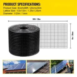 Garden Fence Solar Panel Bird Wire 8 In. X 98 Ft. Critter Guard Roll Kit With 100-Piece Fasteners, 50-Piece Tie Wires 16 Garden Fence Solar Panel Bird Wire 8 In. X 98 Ft. Critter Guard Roll Kit With 100-Piece Fasteners, 50-Piece Tie Wires -Vevor black vevor garden fencing tyndcbbhw8100d1x2v0 76 1000