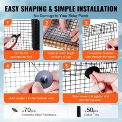 8 In. X 100 Ft X 0.04 In. Solar Panel Bird Guard Garden Fence Critter Guard Roll Kit With 70 Pcs Stainless Steel 14 8 In. X 100 Ft X 0.04 In. Solar Panel Bird Guard Garden Fence Critter Guard Roll Kit With 70 Pcs Stainless Steel -Vevor black vevor garden fencing tyndcbbhwtz8t7qu5v0 44 1000