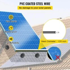 Solar Panel Bird Wire 8 In. X 98 Ft. Solar Panel Critter Guard Removable Garden Fence Guard Wire Roll Kit With Zip Ties -Vevor black vevor garden fencing tyndcbbhwycw8l9u3v0 44 1000