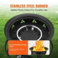 Propane Fire Pit, 19 In. Dia Outdoor Portable Gas Fire Pit, Adjustable Flame Height Camping Firepit, 58,000 BTU, Black -Vevor black vevor gas fire pits bxsrqhk19ycba36r1v0 4f 1000