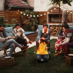Propane Fire Pit, 24 In. Dia Outdoor Portable Gas Fire Pit, Adjustable Flame Height Camping Firepit, 58,000 BTU, Black -Vevor black vevor gas fire pits bxsrqhk24ycbl1s54v0 31 1000